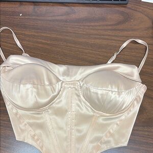 Cream Crop Top with Structured Underwire and Adjustable Straps